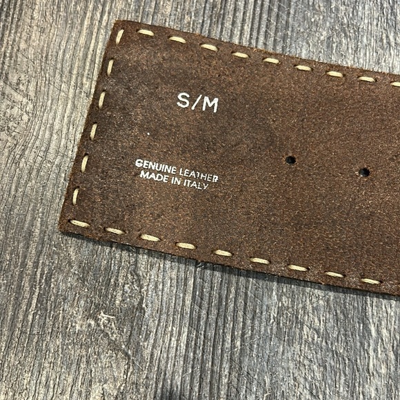 Genuine Leather Belt Made In Italy Brown With White Stitching Classic S/M main image 8